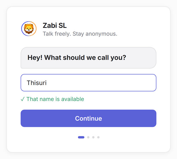 The display name field filled in, confirming the name is available